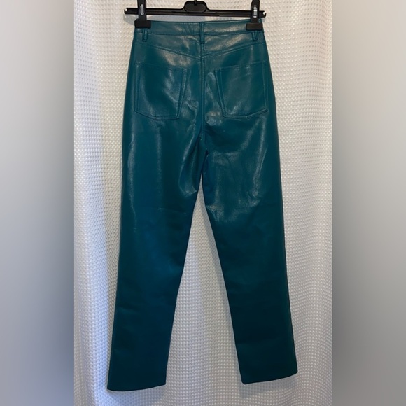 Women’s WILFRED Aritzia stretchy faux leather high waisted green pants size 2 - Picture 12 of 15